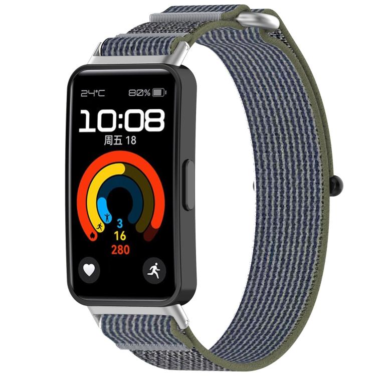 For Huawei Band 10 / 10 NFC Wild Path Nylon Hook and Loop Fastener Watch Band with 3D Curved Film