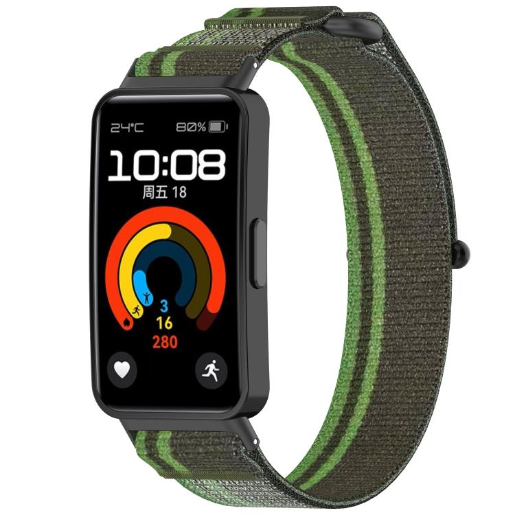 For Huawei Band 9 / 9 NFC Wild Path Nylon Hook and Loop Fastener Watch Band with 3D Curved Film