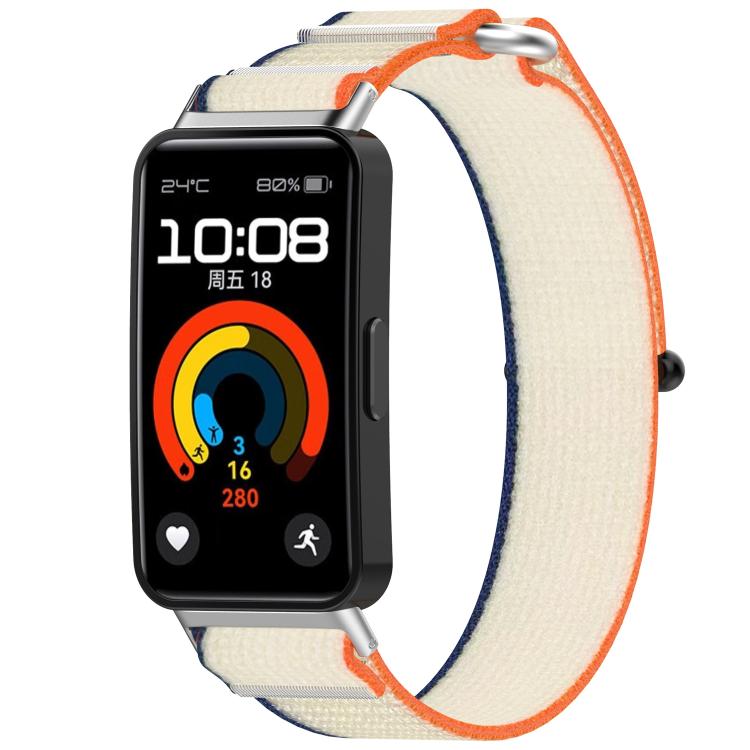 For Huawei Band 8 / 8 NFC Wild Path Nylon Hook and Loop Fastener Watch Band with 3D Curved Film
