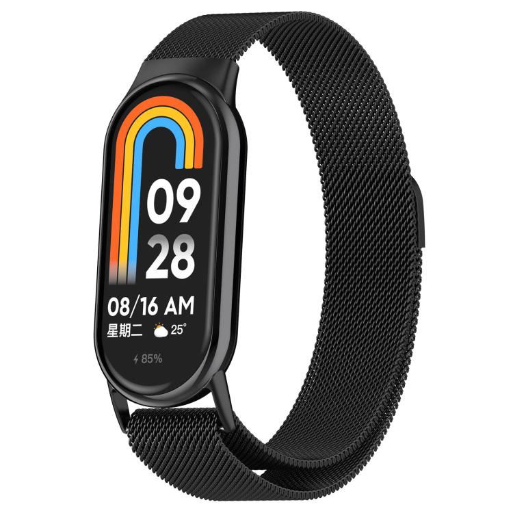 For Xiaomi Mi Band 8 / 8 NFC Milanese Stainless Steel Watch Band with 3D Curved Film