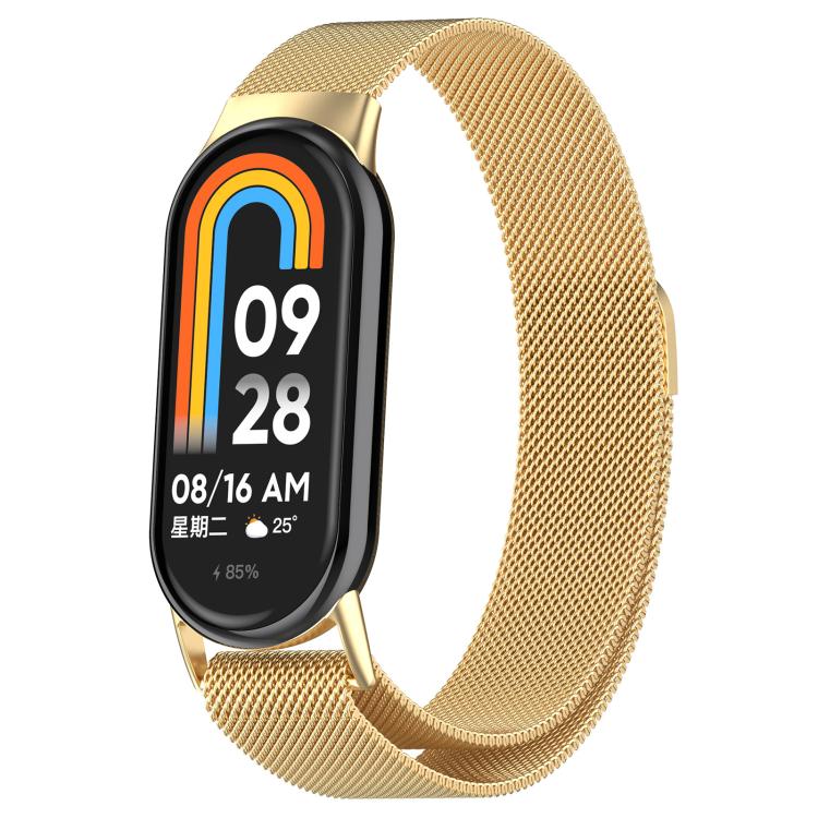 For Xiaomi Mi Band 8 / 8 NFC Milanese Stainless Steel Watch Band with 3D Curved Film