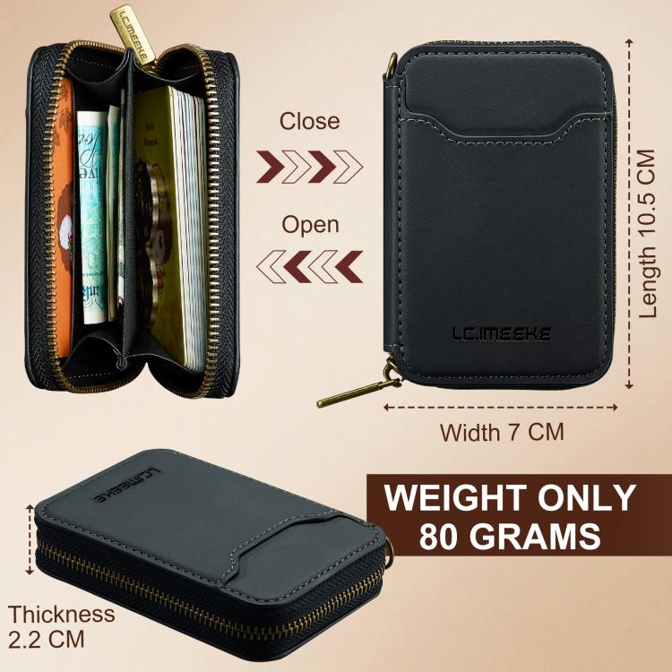 LC.IMEEKE L6 Magnetic RFID Zipper Leather Card Bag
