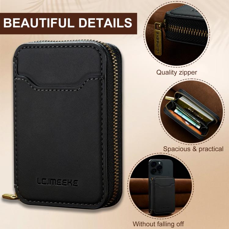 LC.IMEEKE L6 Magnetic RFID Zipper Leather Card Bag