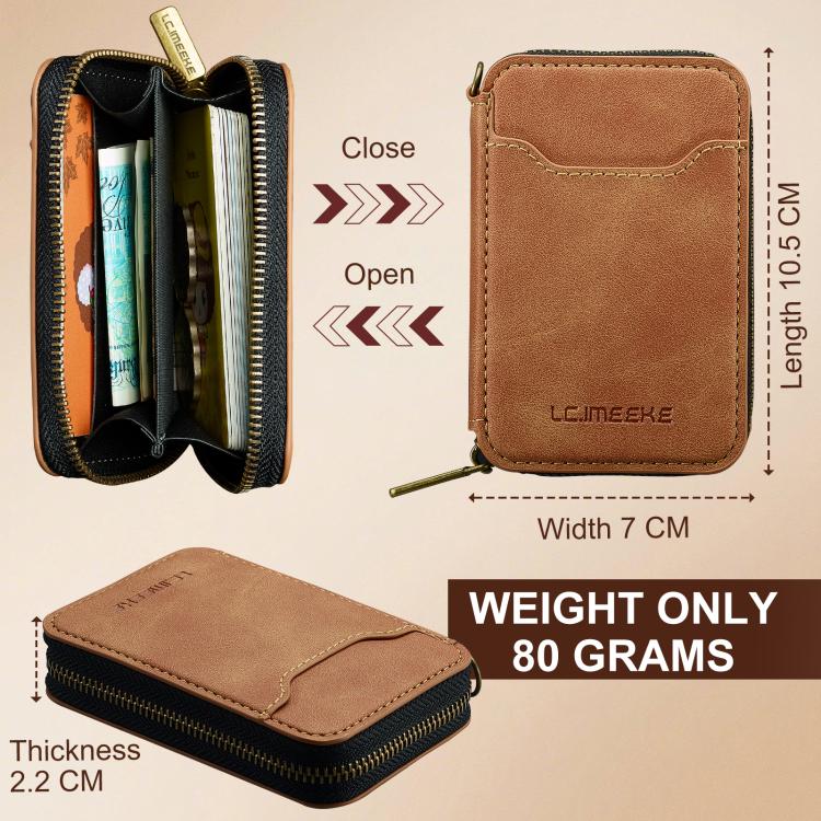 LC.IMEEKE L6 Magnetic RFID Zipper Leather Card Bag