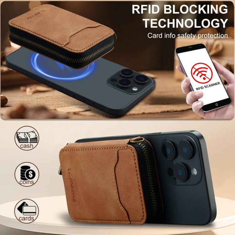 LC.IMEEKE L6 Magnetic RFID Zipper Leather Card Bag