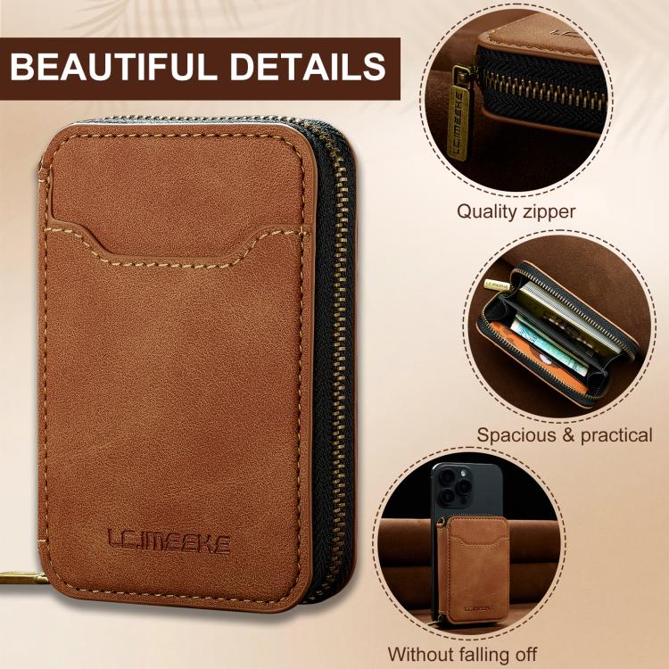 LC.IMEEKE L6 Magnetic RFID Zipper Leather Card Bag