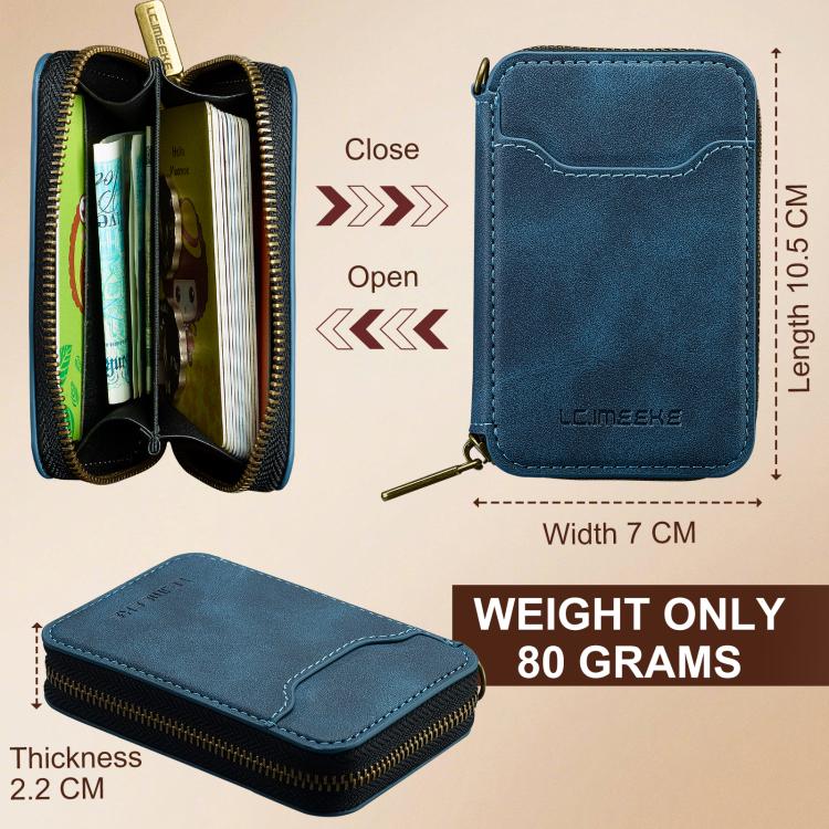 LC.IMEEKE L6 Magnetic RFID Zipper Leather Card Bag