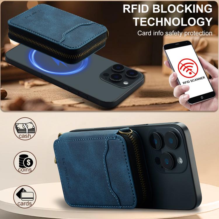 LC.IMEEKE L6 Magnetic RFID Zipper Leather Card Bag