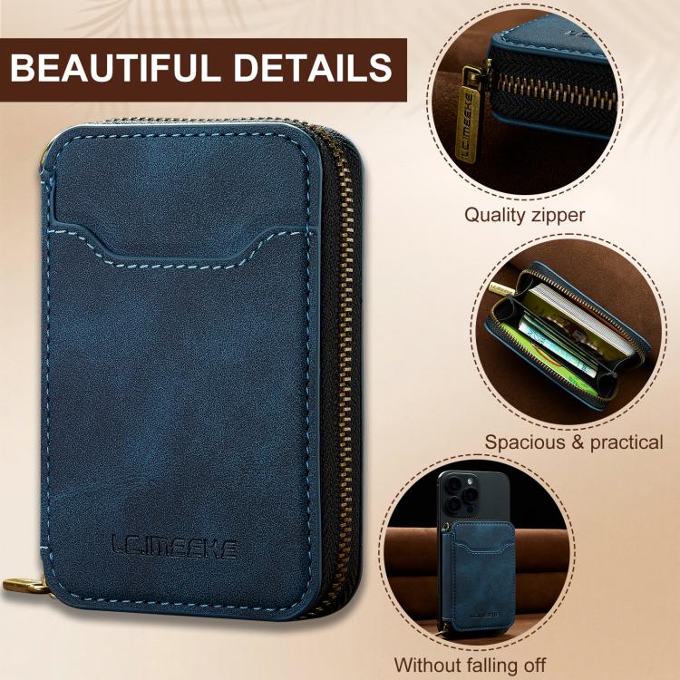 LC.IMEEKE L6 Magnetic RFID Zipper Leather Card Bag
