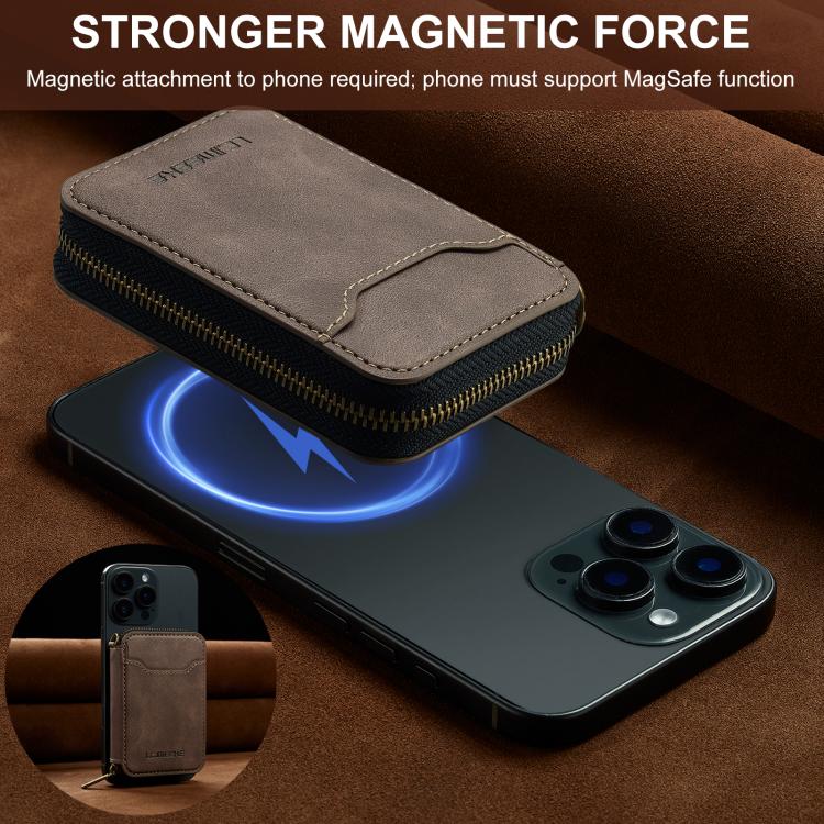 LC.IMEEKE L6 Magnetic RFID Zipper Leather Card Bag
