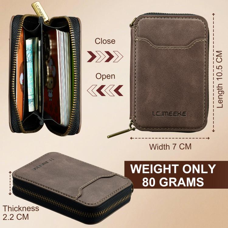 LC.IMEEKE L6 Magnetic RFID Zipper Leather Card Bag