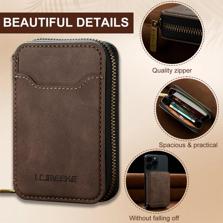 LC.IMEEKE L6 Magnetic RFID Zipper Leather Card Bag