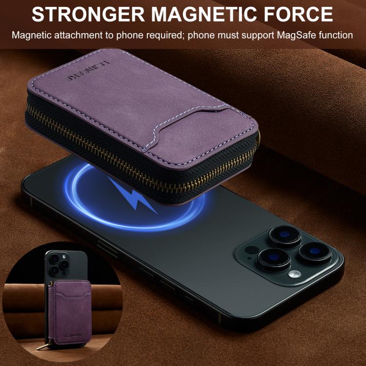 LC.IMEEKE L6 Magnetic RFID Zipper Leather Card Bag
