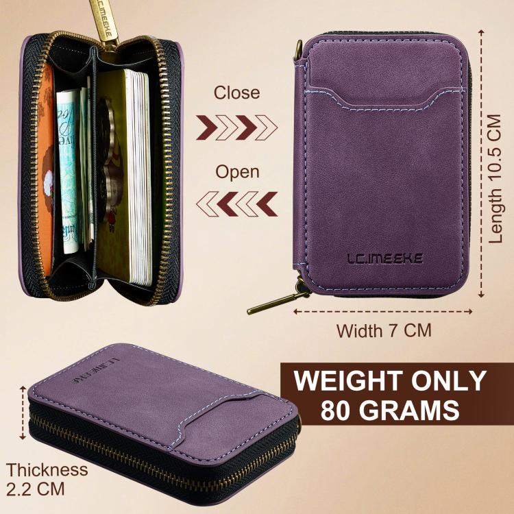 LC.IMEEKE L6 Magnetic RFID Zipper Leather Card Bag