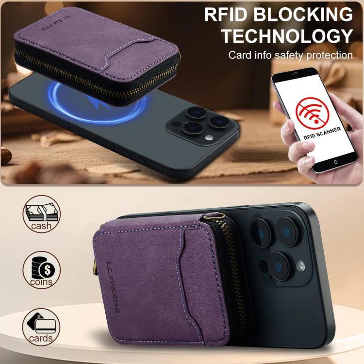 LC.IMEEKE L6 Magnetic RFID Zipper Leather Card Bag