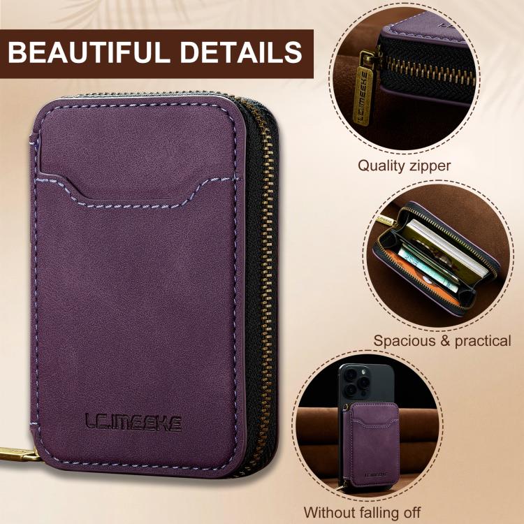 LC.IMEEKE L6 Magnetic RFID Zipper Leather Card Bag