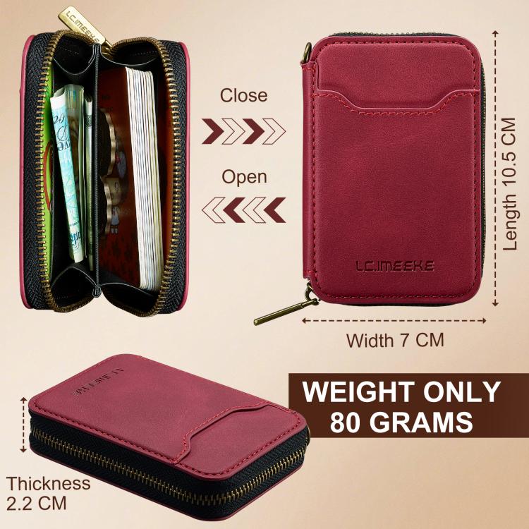 LC.IMEEKE L6 Magnetic RFID Zipper Leather Card Bag