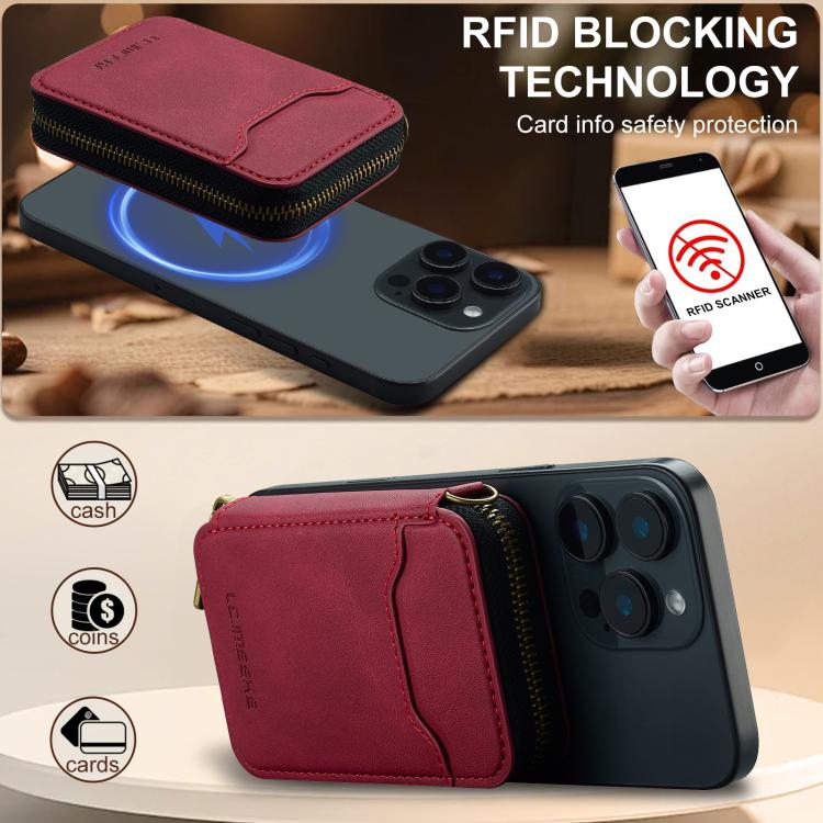 LC.IMEEKE L6 Magnetic RFID Zipper Leather Card Bag