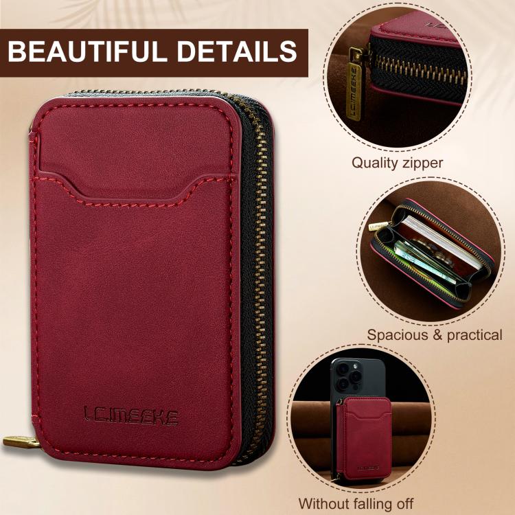 LC.IMEEKE L6 Magnetic RFID Zipper Leather Card Bag