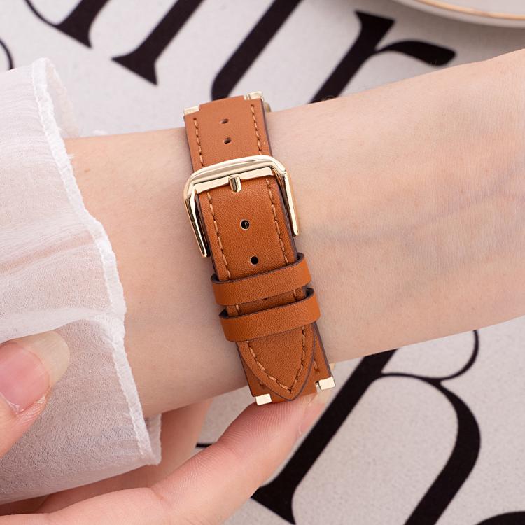 For Apple Watch 38 / 40 / 41 / S10 42mm xDfind V-shaped Metal Hybrid Leather Watch Band
