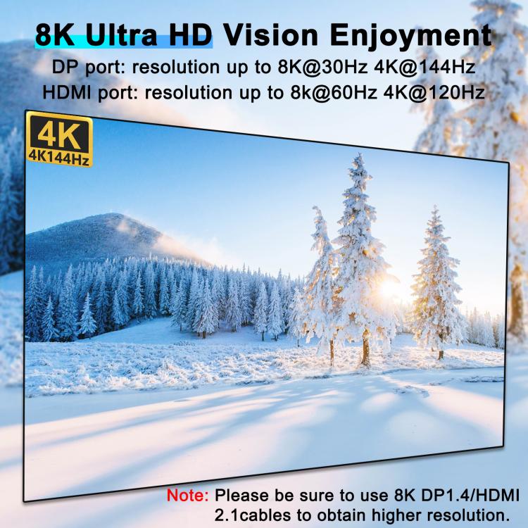 KCEVE KC-KVM403DH 4 IN 1 OUT DP/HD USB 3.0 4K 144Hz KVM Switch, Plug Type:EU Plug