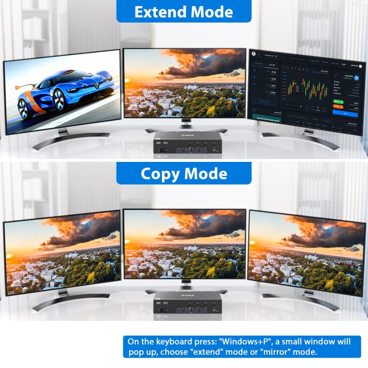KCEVE KC-KVM403DH 4 IN 1 OUT DP/HD USB 3.0 4K 144Hz KVM Switch, Plug Type:EU Plug