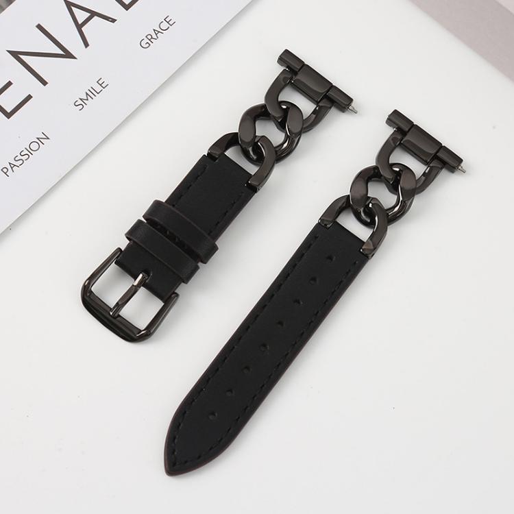22mm xDfind Denim Chain Metal Hybrid Leather Watch Band