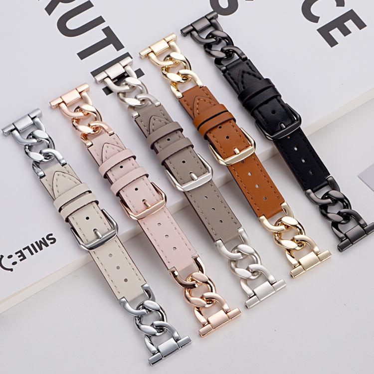 22mm xDfind Denim Chain Metal Hybrid Leather Watch Band