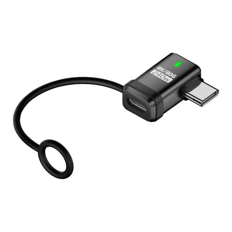 240W USB-C / Type-C Port Full-Function Aluminum Alloy Adapter with Lanyard, Style:Side Bend