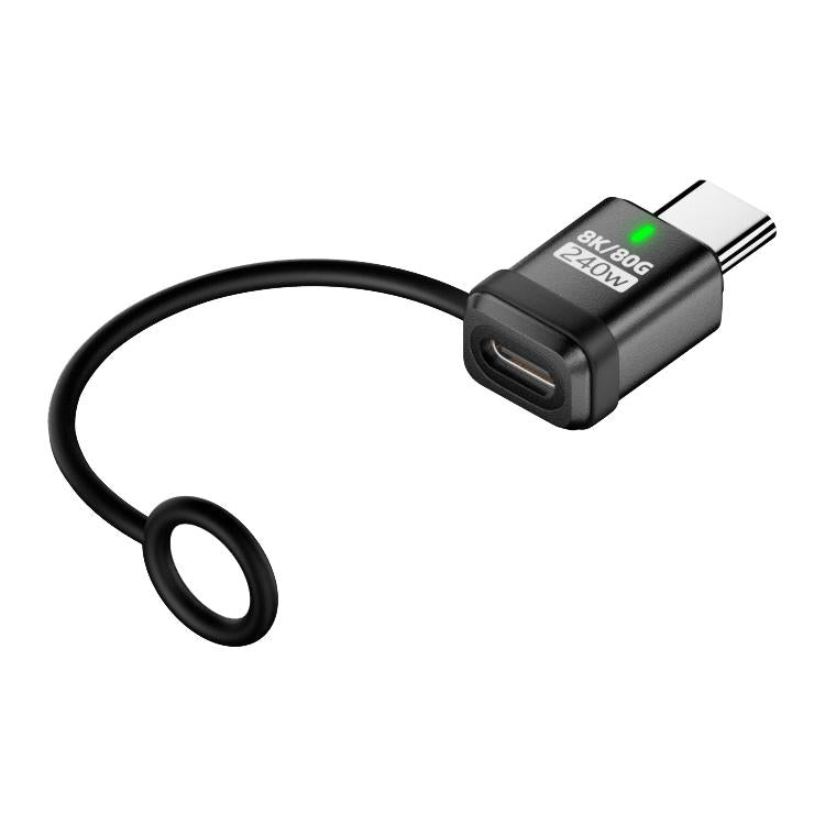 240W USB-C / Type-C Port Full-Function Aluminum Alloy Adapter with Lanyard, Style:Straight Head
