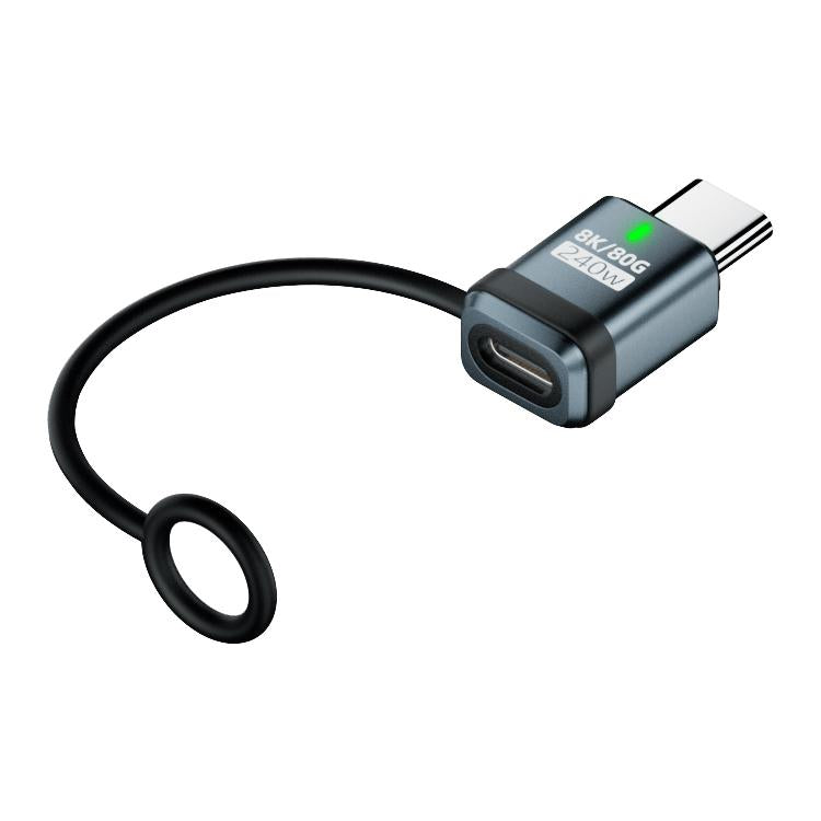 240W USB-C / Type-C Port Full-Function Aluminum Alloy Adapter with Lanyard, Style:Straight Head