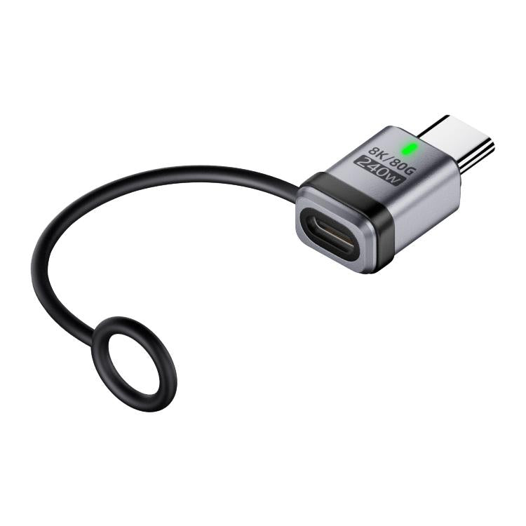 240W USB-C / Type-C Port Full-Function Aluminum Alloy Adapter with Lanyard, Style:Straight Head