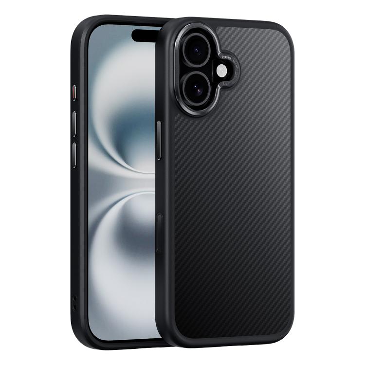 For iPhone 17 Carbon Fiber Kevlar MagSafe Magnetic Phone Case - Black