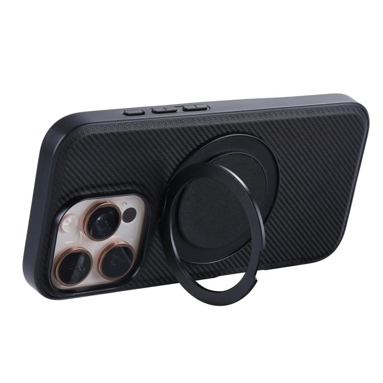 For iPhone 16 Pro Max ViLi TCY Series Kevlar Leather Texture Rotating Holder Phone Case - Black
