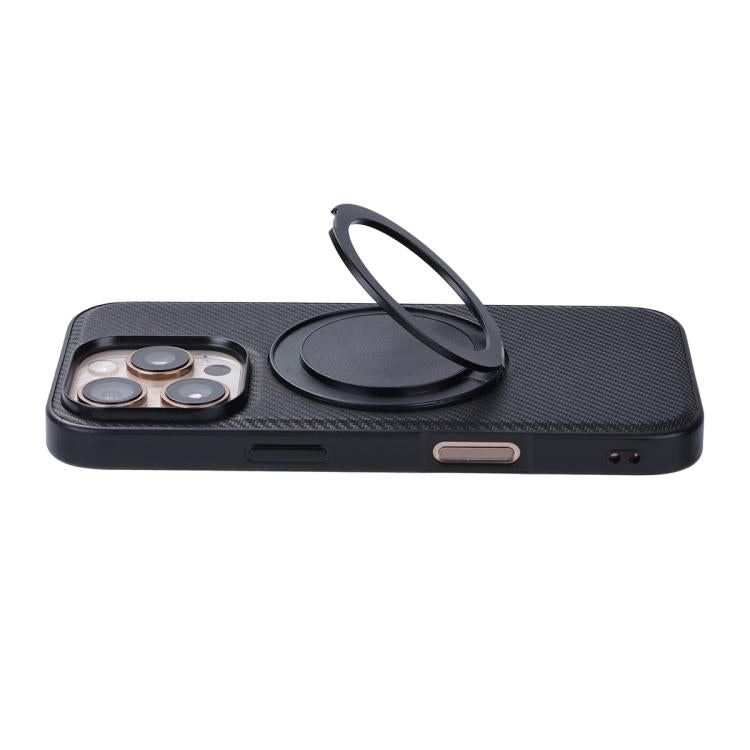 For iPhone 16 Pro Max ViLi TCY Series Kevlar Leather Texture Rotating Holder Phone Case - Black