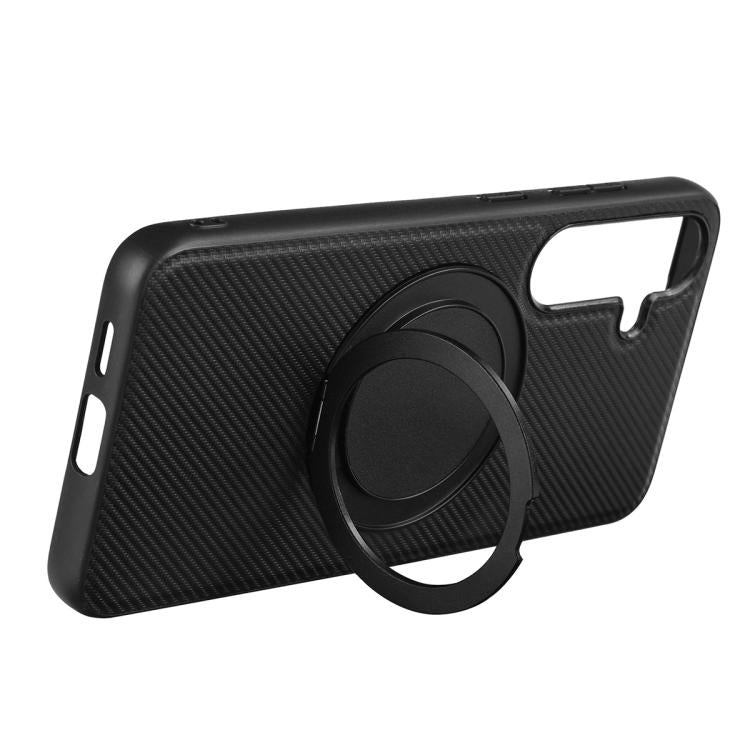 For Samsung Galaxy A36 5G ViLi TCY Series Kevlar Leather Texture Rotating Holder Phone Case - Black