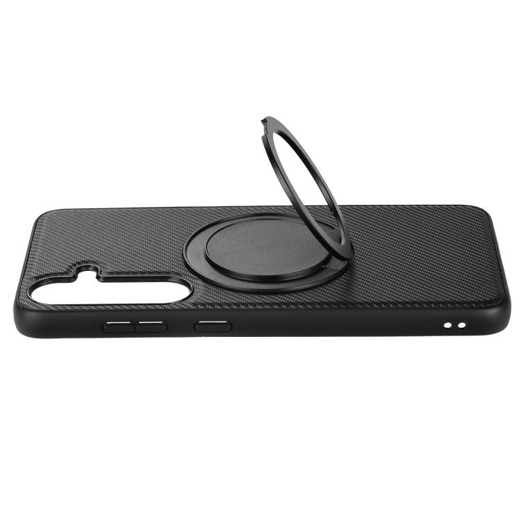 For Samsung Galaxy A36 5G ViLi TCY Series Kevlar Leather Texture Rotating Holder Phone Case - Black