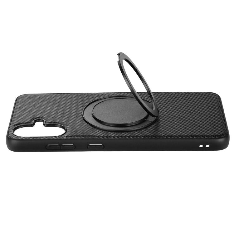For Samsung Galaxy A06 4G ViLi TCY Series Kevlar Leather Texture Rotating Holder Phone Case - Black