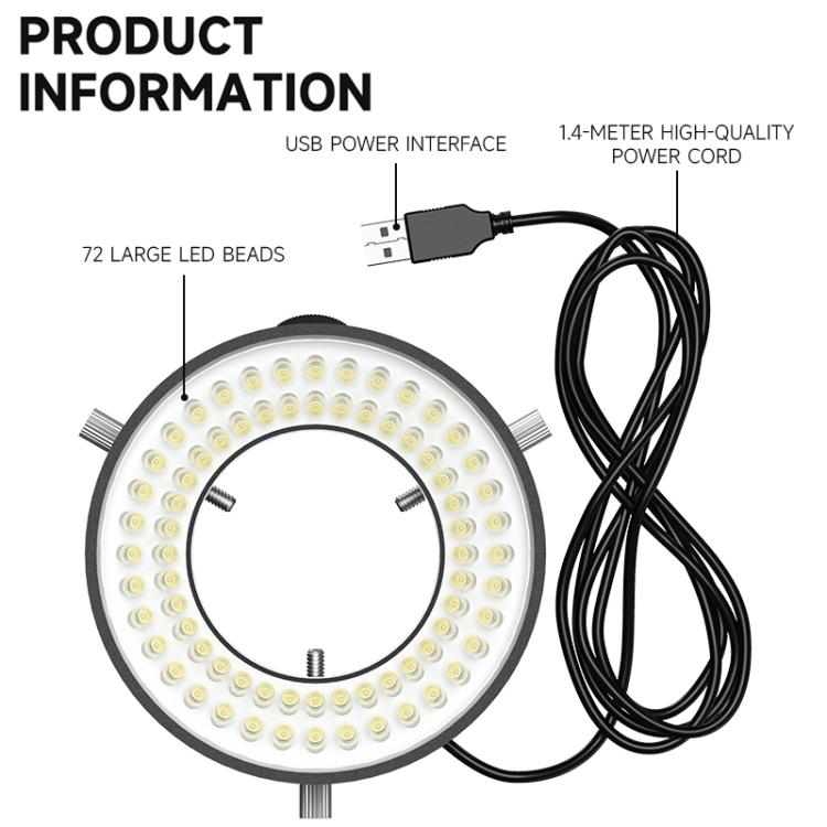 LUOWEI LS03 High Lumen 72LED Microscope Ring Light Source