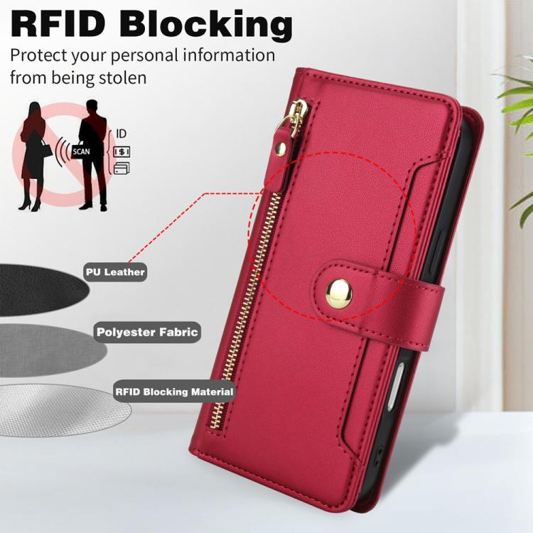 For iPhone 17 Seven Card Slots Zipper Wallet Leather Phone Case with Lanyard