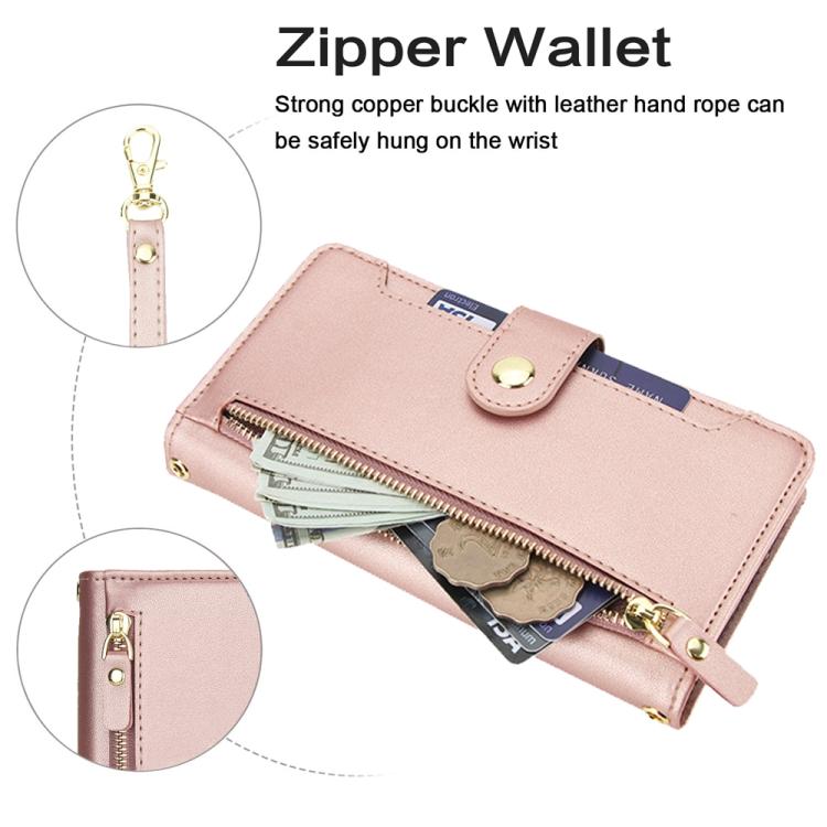 For iPhone 17 Seven Card Slots Zipper Wallet Leather Phone Case with Lanyard