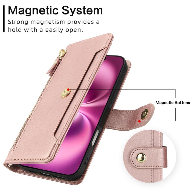 For iPhone 17 Seven Card Slots Zipper Wallet Leather Phone Case with Lanyard