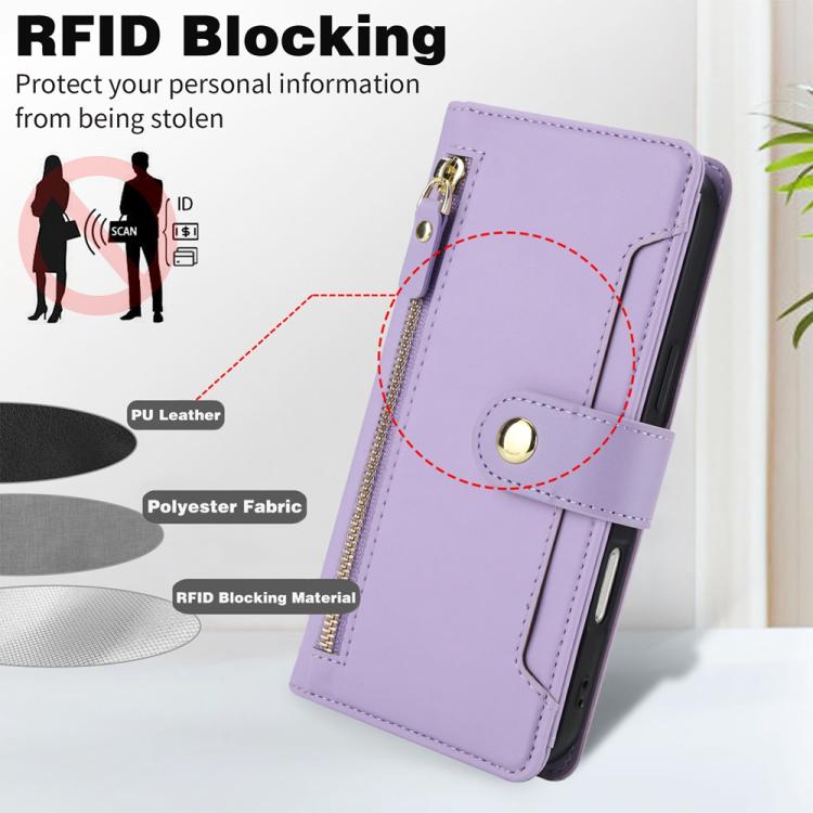 For iPhone 17 Seven Card Slots Zipper Wallet Leather Phone Case with Lanyard