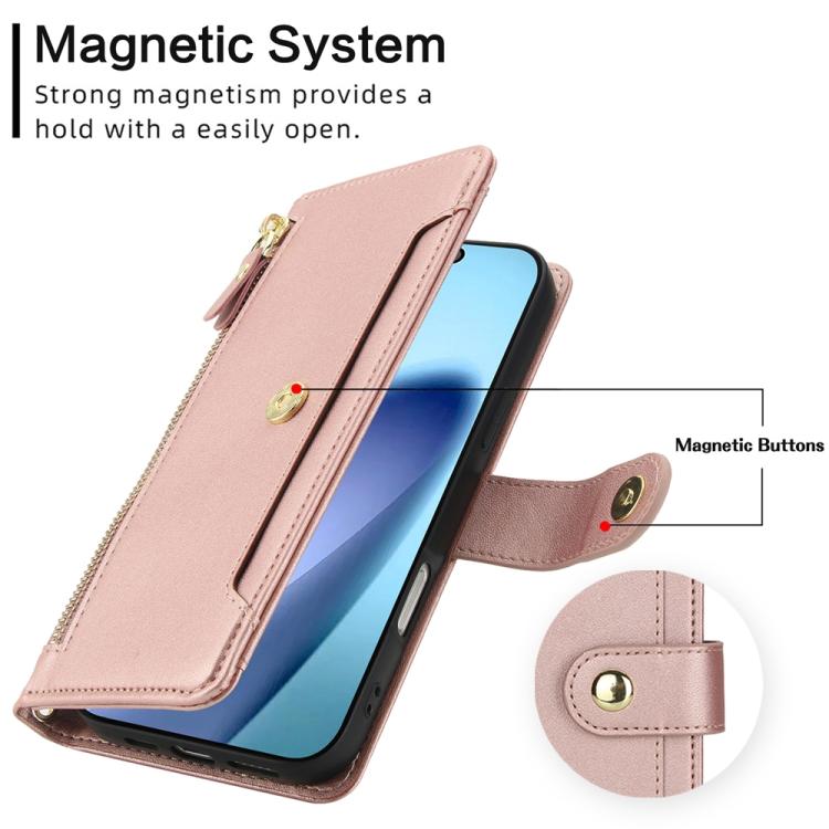 For iPhone Air Seven Card Slots Zipper Wallet Leather Phone Case with Lanyard