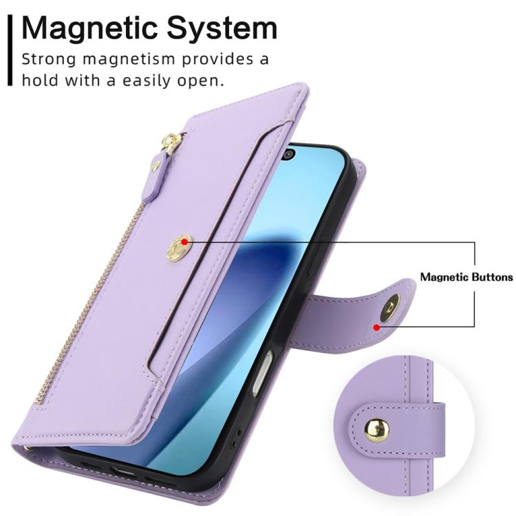 For iPhone Air Seven Card Slots Zipper Wallet Leather Phone Case with Lanyard