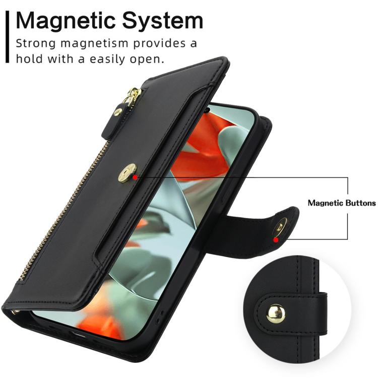 For Google Pixel 10 / 10 Pro / 9 / 9 Pro Seven Card Slots Zipper Wallet Leather Phone Case with Lanyard