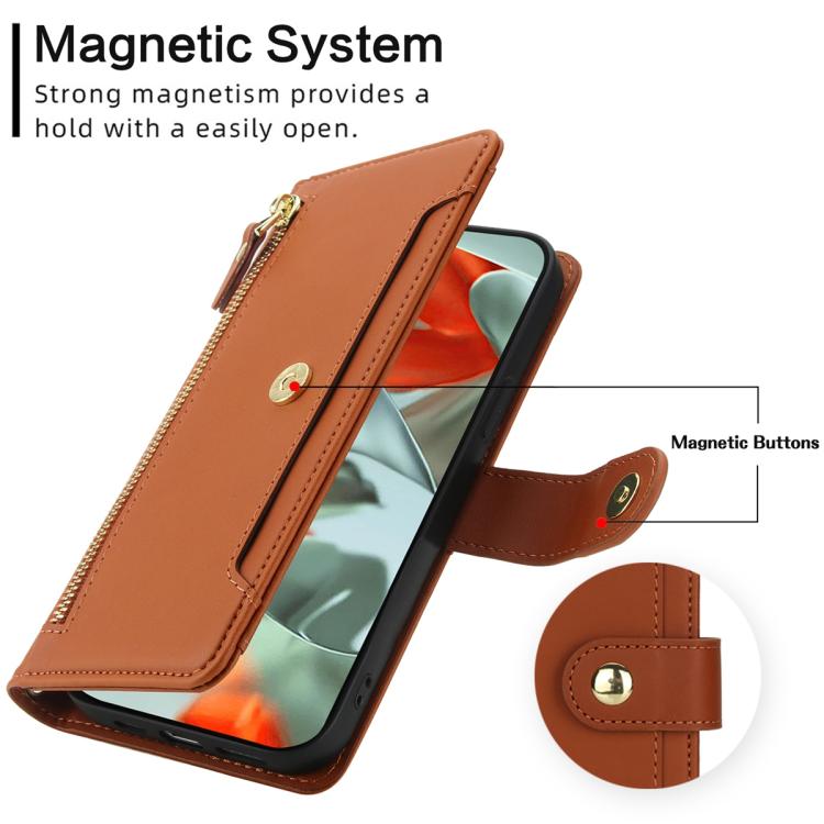 For Google Pixel 10 / 10 Pro / 9 / 9 Pro Seven Card Slots Zipper Wallet Leather Phone Case with Lanyard