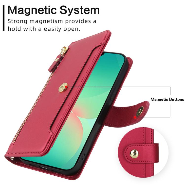 For Samsung Galaxy A17 / A26 / A16 Seven Card Slots Zipper Wallet Leather Phone Case with Lanyard