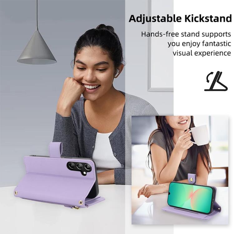 For Samsung Galaxy A17 / A26 / A16 Seven Card Slots Zipper Wallet Leather Phone Case with Lanyard