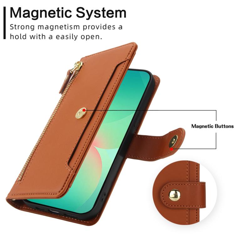 For Samsung Galaxy A17 / A26 / A16 Seven Card Slots Zipper Wallet Leather Phone Case with Lanyard